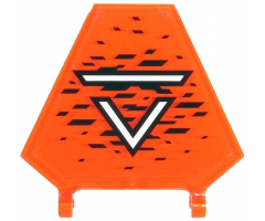 Flag 5 x 6 Hexagonal with White 'V' and Stripe and Black Stripes and Pixels Pattern (Sticker) - Set 71712