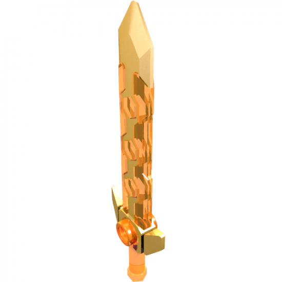 Minifigure, Weapon Sword, Long with Pearl Gold Tip and Angular Crossguard
