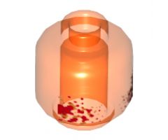 Minifigure, Head without Face Red and Gold Spatter Pattern - Hollow Stud