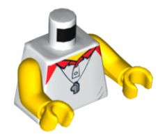 Torso Polo Shirt with Red Collar, Silver Whistle and Red Lifeguard Float on Back Pattern / Yellow Arms / Yellow Hands