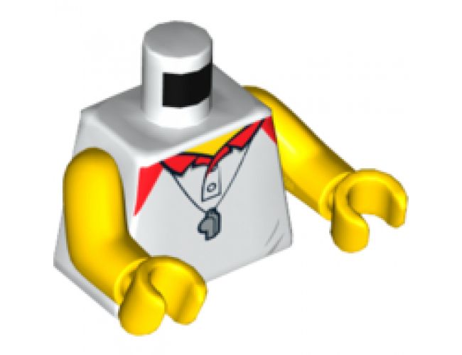 Torso Polo Shirt with Red Collar, Silver Whistle and Red Lifeguard Float on Back Pattern / Yellow Arms / Yellow Hands