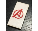 Tile 2 x 4 with Red Avengers Logo Pattern (Sticker) - Set 76049