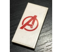 Tile 2 x 4 with Red Avengers Logo Pattern (Sticker) - Set 76049