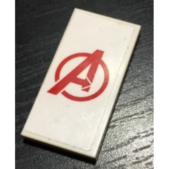 Tile 2 x 4 with Red Avengers Logo Pattern (Sticker) - Set 76049