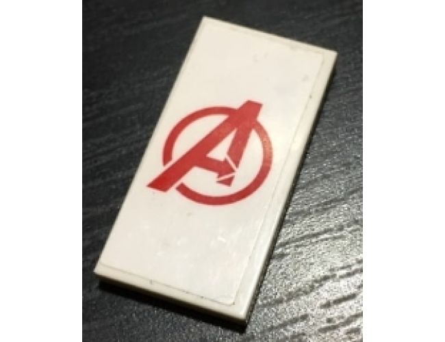 Tile 2 x 4 with Red Avengers Logo Pattern (Sticker) - Set 76049