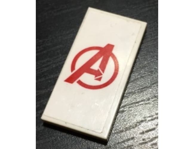 Tile 2 x 4 with Red Avengers Logo Pattern (Sticker) - Set 76049
