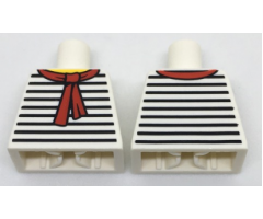 Torso Black Thin Stripes, Red Scarf Front and Back Pattern