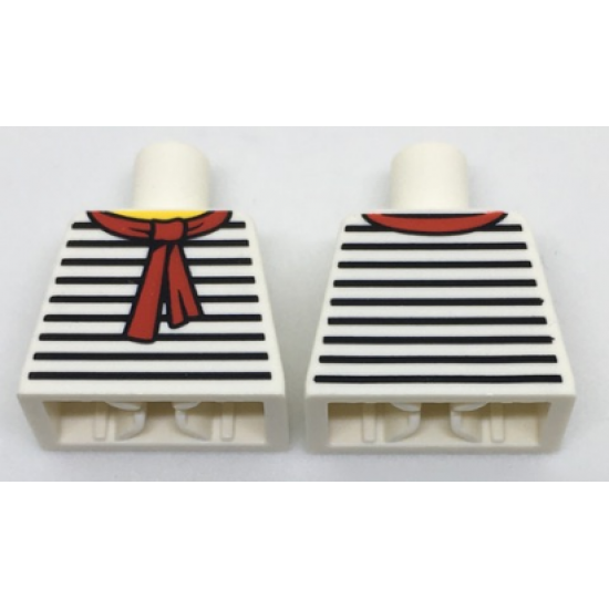 Torso Black Thin Stripes, Red Scarf Front and Back Pattern