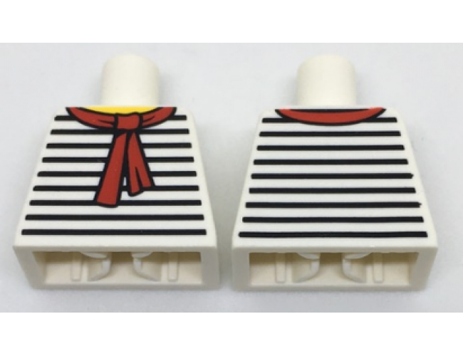 Torso Black Thin Stripes, Red Scarf Front and Back Pattern