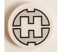 Tile, Round 2 x 2 with Bottom Stud Holder with Hero Factory 'H' Pattern (Sticker) - Set 44014