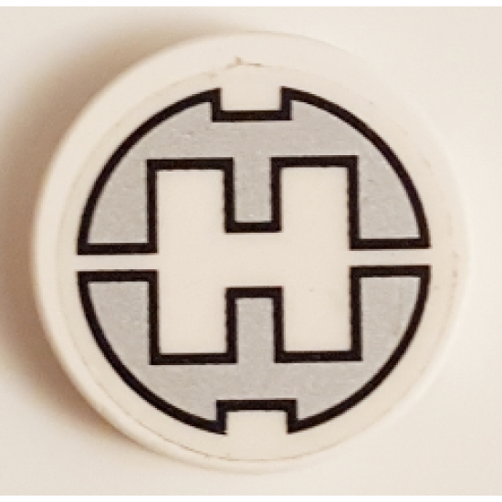 Tile, Round 2 x 2 with Bottom Stud Holder with Hero Factory 'H' Pattern (Sticker) - Set 44014