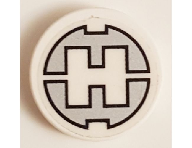 Tile, Round 2 x 2 with Bottom Stud Holder with Hero Factory 'H' Pattern (Sticker) - Set 44014