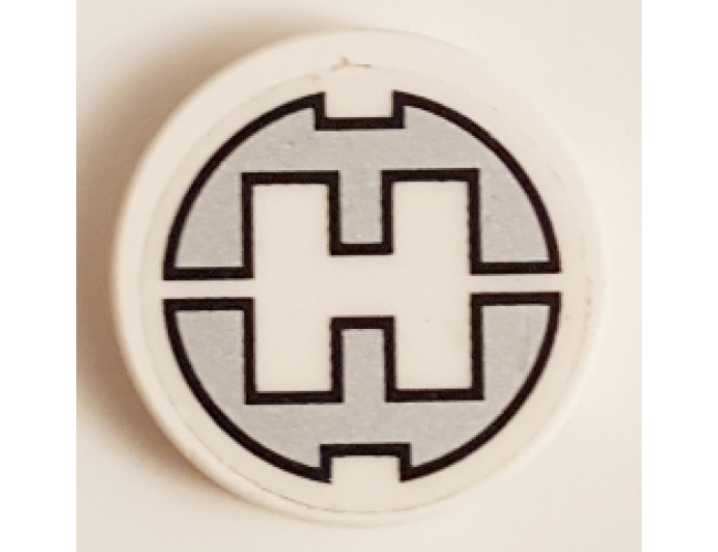 Tile, Round 2 x 2 with Bottom Stud Holder with Hero Factory 'H' Pattern (Sticker) - Set 44014