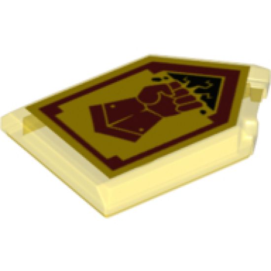 Tile, Modified 2 x 3 Pentagonal with Nexo Power Shield Pattern - Fist Smash