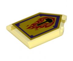 Tile, Modified 2 x 3 Pentagonal with Nexo Power Shield Pattern - Flame Wreck