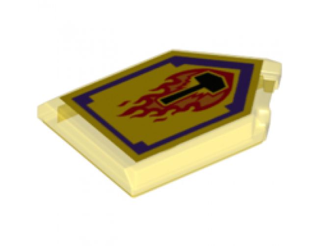 Tile, Modified 2 x 3 Pentagonal with Nexo Power Shield Pattern - Flame Wreck
