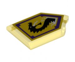 Tile, Modified 2 x 3 Pentagonal with Nexo Power Shield Pattern - Storm Dragon