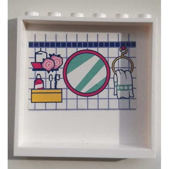 Panel 1 x 6 x 5 with Mirror, Towel and Toiletries Pattern on Inside (Sticker) - Set 41314