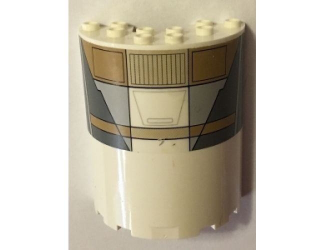 Cylinder Half 3 x 6 x 6 with 1 x 2 Cutout with Tan, Light Bluish Gray and Dark Bluish Gray Panels Pattern (Sticker) - Set 75053