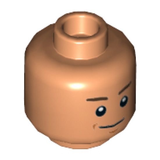 Minifigure, Head Brown Eyebrows, Chin Dimple, Smile Pattern (SW Zander) - Hollow Stud