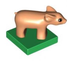 Duplo, Animal Pig Baby Piglet on Green Base
