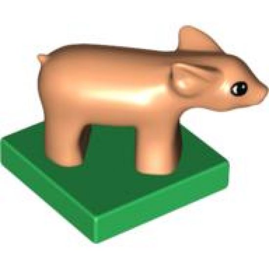 Duplo, Animal Pig Baby Piglet on Green Base