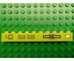 Brick 1 x 10 with 'EXPLORERS' Logo, Danger Sign and Vents Pattern (Sticker) - Set 60124