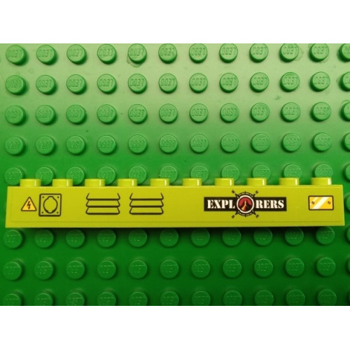 Brick 1 x 10 with 'EXPLORERS' Logo, Danger Sign and Vents Pattern (Sticker) - Set 60124