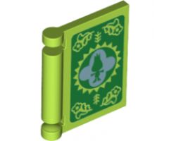 Minifigure, Utensil Book Cover with Green Troll Silhouette on White, Flowers on Green Background Pattern