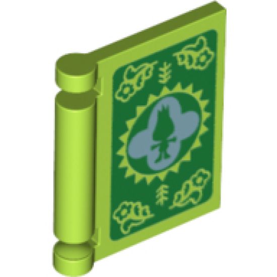 Minifigure, Utensil Book Cover with Green Troll Silhouette on White, Flowers on Green Background Pattern