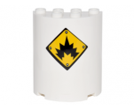 Cylinder Half 2 x 4 x 4 with Black Danger Explosion on Yellow Background Sign Pattern (Sticker) - Set 70900