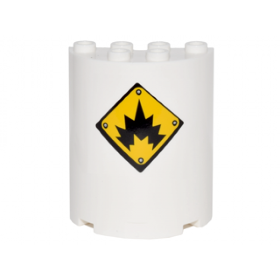 Cylinder Half 2 x 4 x 4 with Black Danger Explosion on Yellow Background Sign Pattern (Sticker) - Set 70900