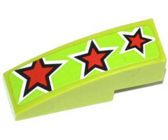 Slope, Curved 3 x 1 with 3 Red Stars Pattern (Sticker) - Set 60055