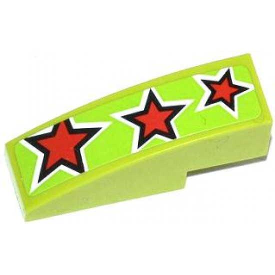 Slope, Curved 3 x 1 with 3 Red Stars Pattern (Sticker) - Set 60055