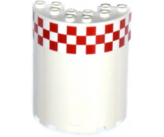 Cylinder Half 3 x 6 x 6 with 1 x 2 Cutout with Red and White Small Checkered Pattern, 16 Boxes on 3 Rows (Sticker) - Set 60104