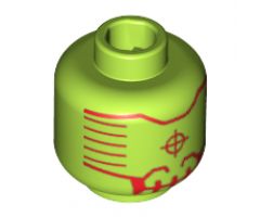 Minifigure, Head Alien with Red Head-Up Display (HUD) Pattern - Hollow Stud