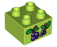 Duplo, Brick 2 x 2 with Berries and Leaves Pattern