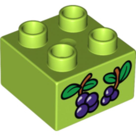 Duplo, Brick 2 x 2 with Berries and Leaves Pattern