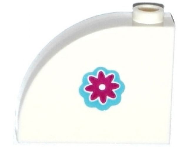 Slope, Curved 3 x 1 x 2 with Stud with Magenta Flower on Medium Azure Background Pattern Model Left Side (Sticker) - Set 41125
