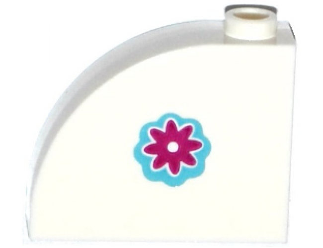 Slope, Curved 3 x 1 x 2 with Stud with Magenta Flower on Medium Azure Background Pattern Model Left Side (Sticker) - Set 41125