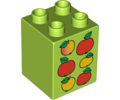 Duplo, Brick 2 x 2 x 2 with Six Apples Pattern