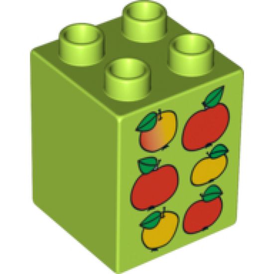 Duplo, Brick 2 x 2 x 2 with Six Apples Pattern