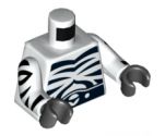 Torso with Black Zebra Stripes and Black Belt on Front and Back Pattern / White Arms with Black Zebra Stripes Pattern / Black Hands