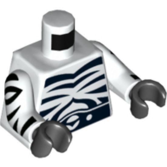 Torso with Black Zebra Stripes and Black Belt on Front and Back Pattern / White Arms with Black Zebra Stripes Pattern / Black Hands