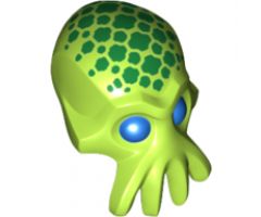 Minifigure, Head, Modified Alien with 4 Mouth Tentacles and Blue Eyes and Green Spots Pattern