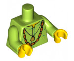 Torso Shirt with Gold Pendant and Bead Necklace Pattern / Lime Arms / Yellow Hands