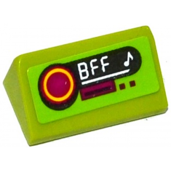 Slope 30 1 x 2 x 2/3 with Radio with 'BFF' and Music Note Pattern (Sticker) - Set 41091