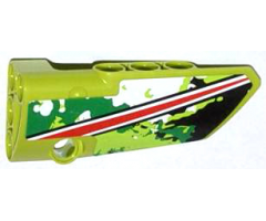 Technic, Panel Fairing # 4 Small Smooth Long, Side B with Red and White Stripe on Black, White and Green Camouflage Pattern (Sticker) - Set 42027