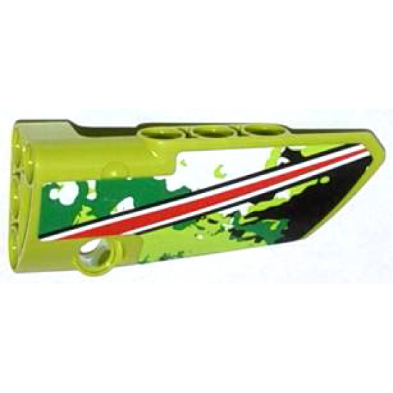 Technic, Panel Fairing # 4 Small Smooth Long, Side B with Red and White Stripe on Black, White and Green Camouflage Pattern (Sticker) - Set 42027