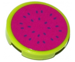 Tile, Round 2 x 2 with Bottom Stud Holder with Watermelon Slice Pattern (Sticker) - Set 41118